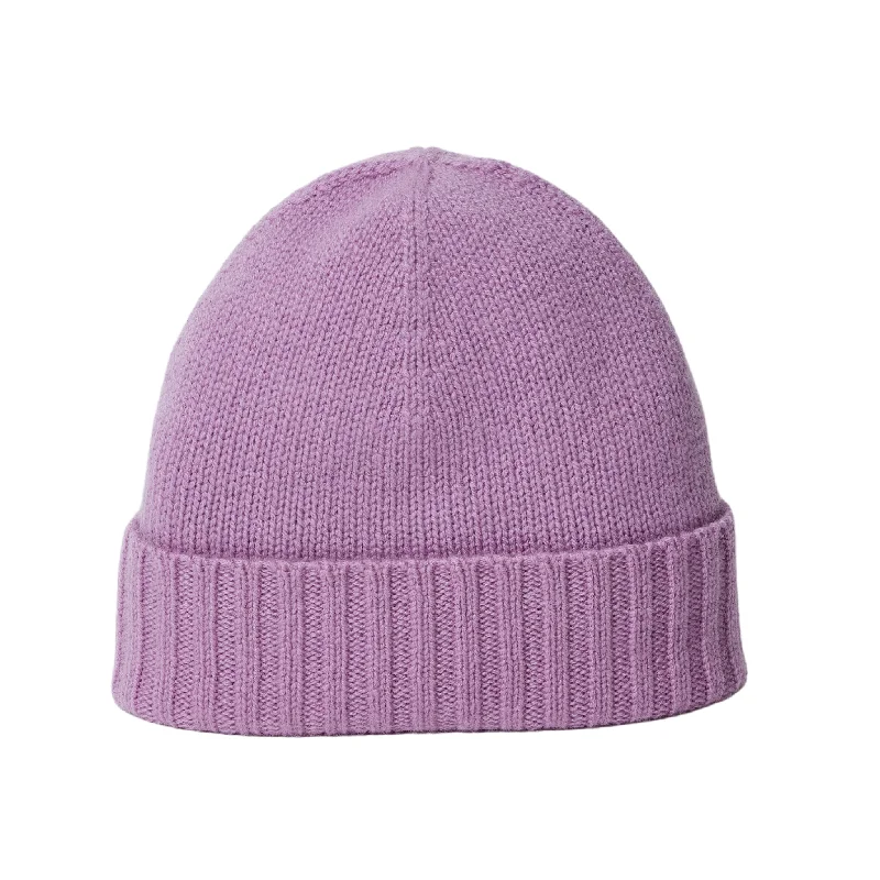 Cashmere Slouchy Cuff Beanie in Lilac