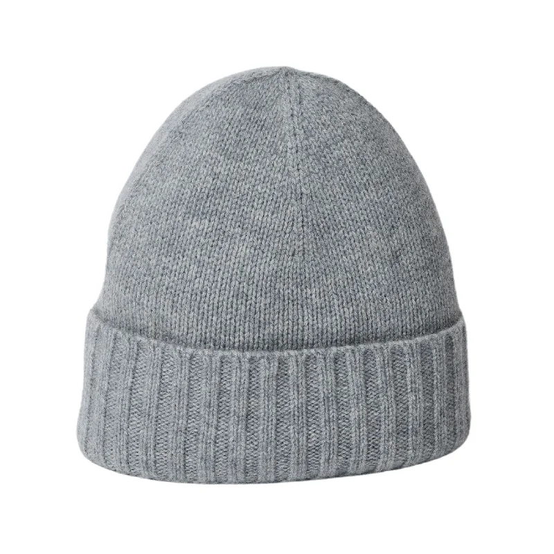 Cashmere Slouchy Cuff Beanie in Steel Grey