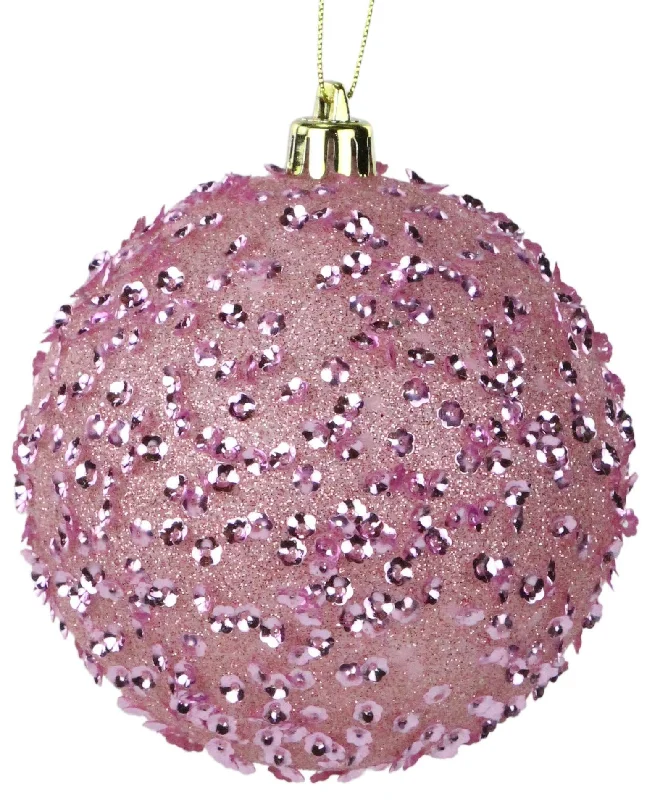 100MM Pale Pink Sequin Glitter Plastic Ornament