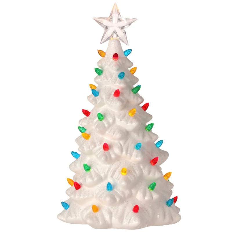 12" LED Porcelain Glittered Lighted Tree