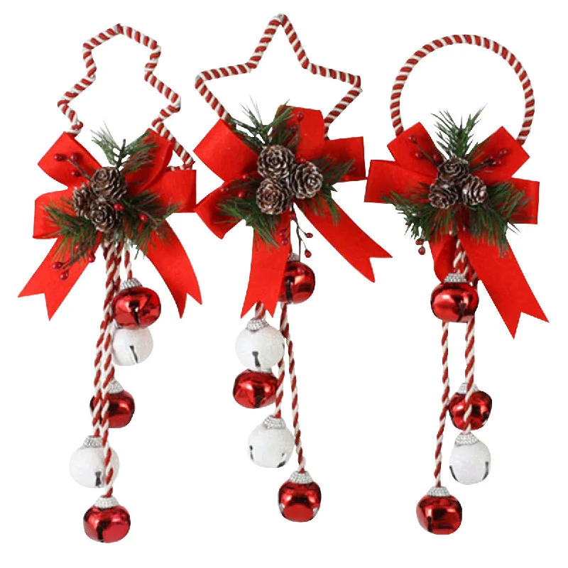 14.5" Peppermint Twist Jingle Bell Door Hangers