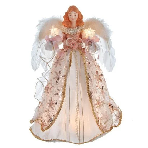 16" UL 10-Light Blush Boho Chic Angel Treetop