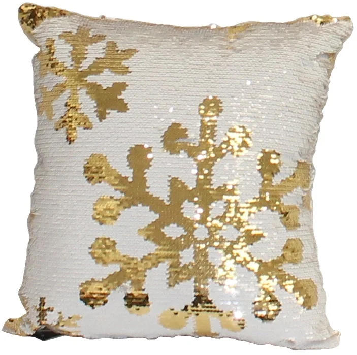 16" Sequin Snowflake Throw Pillow