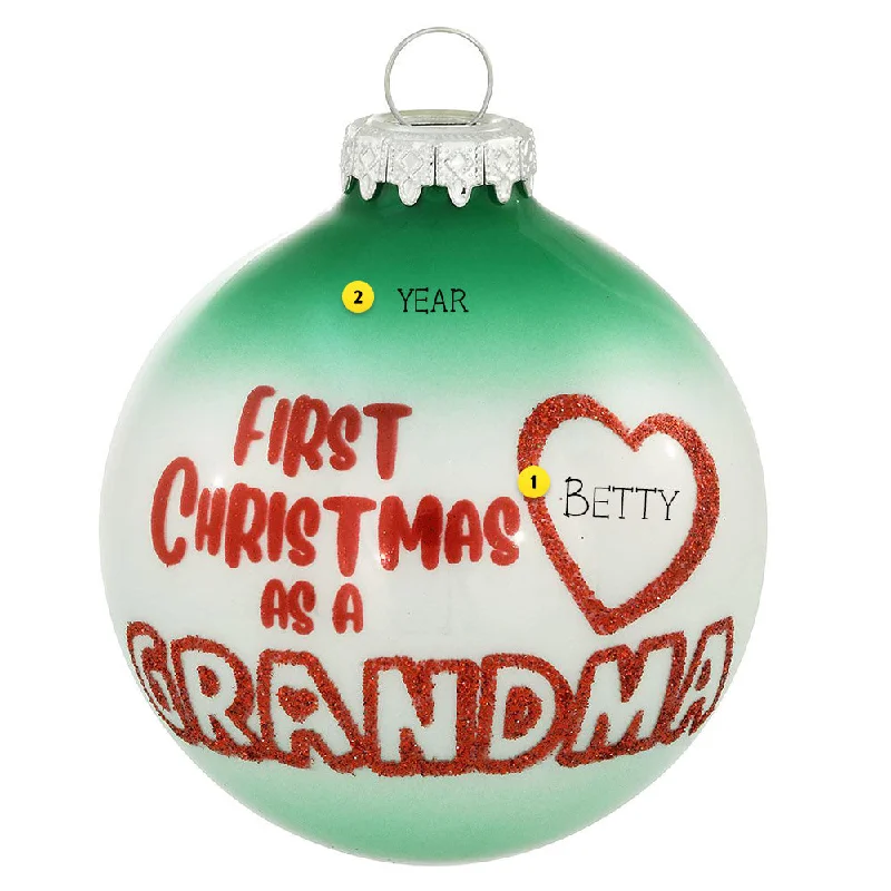 Personalized First Christmas as a Grandma with Heart Ornament