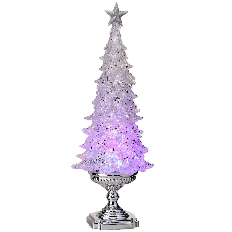 20" LED Acrylic Tree On Pedestal - Silver