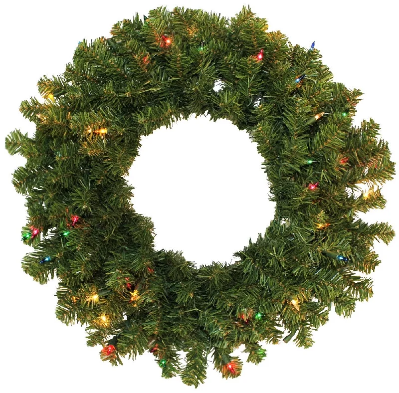 24" Canadian Pine Pre-Lit Artificial Christmas Wreath