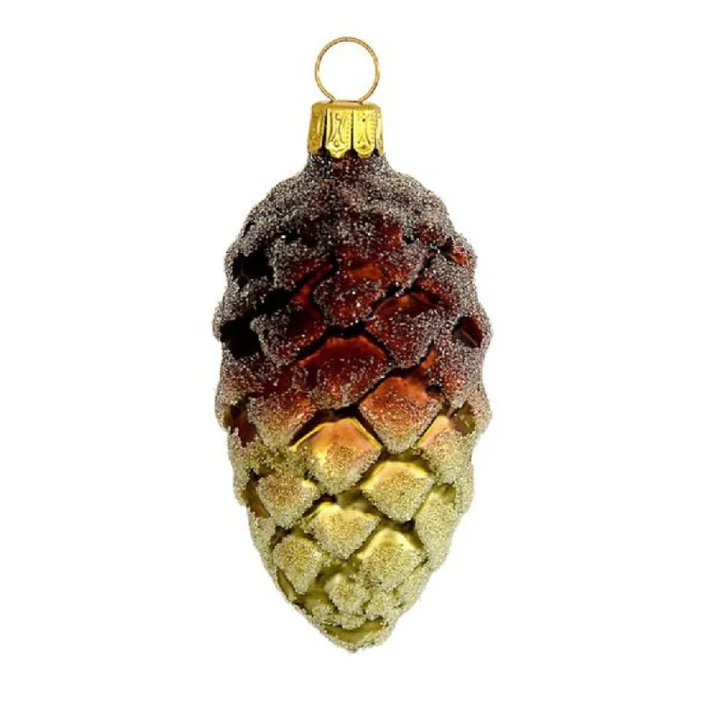 6 cm Pinecone, green and brown by Glas Bartholmes