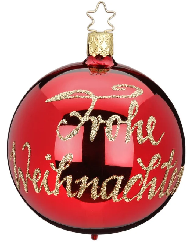 Frohe Weihnachten Ball, 10cm, by Inge Glas of Germany