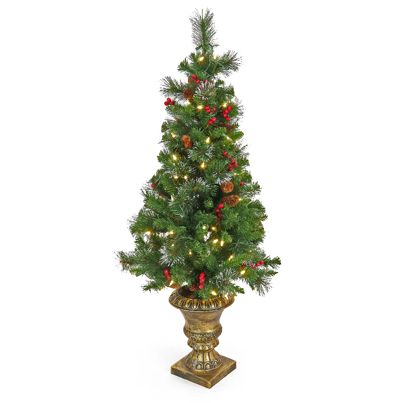 4 ft. Pre-Lit Crestwood Spruce Tree with Warm White LED Lights