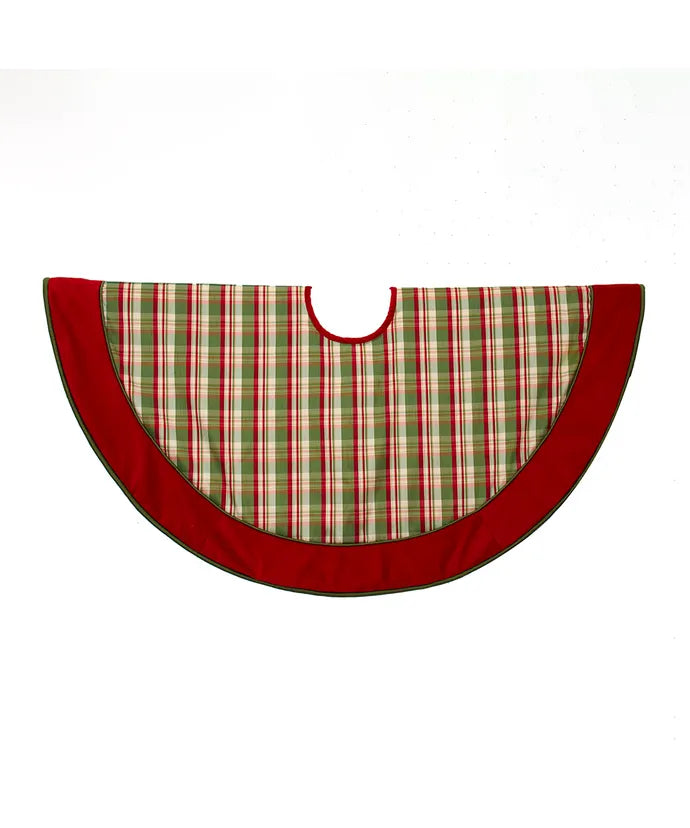 48" Dupion Plaid With Velvet Tree Skirt