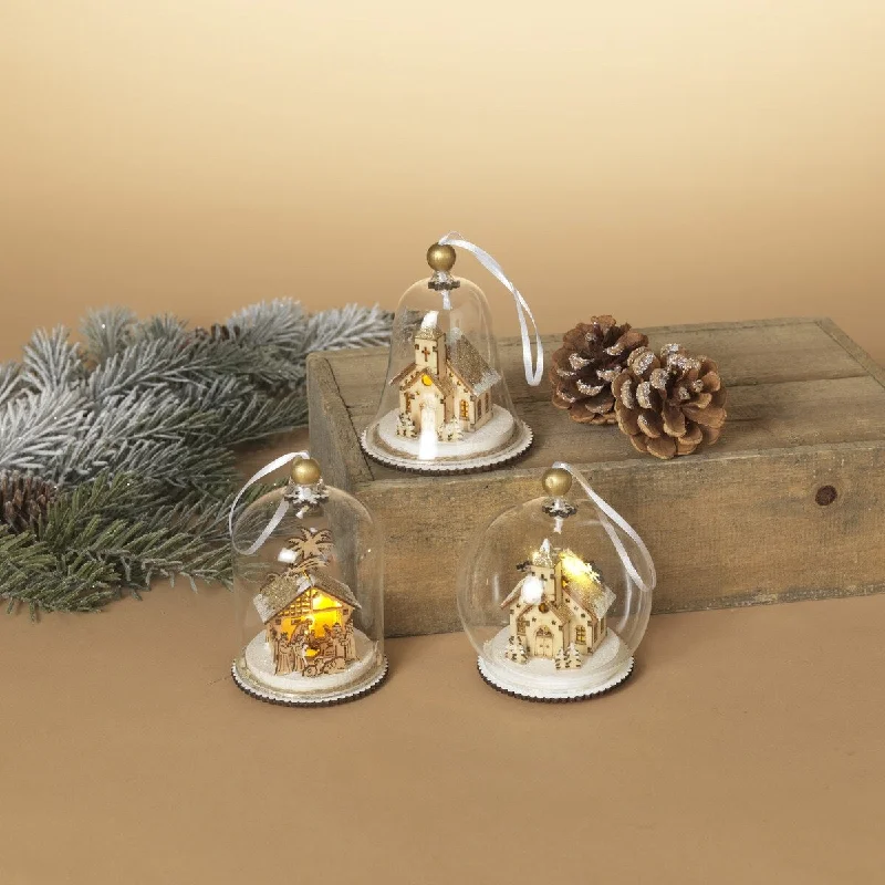 4" Battery-Operated Winter Scene in Glass Dome Ornament