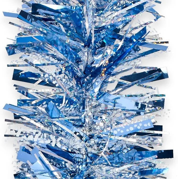 10' Deluxe Blue and Silver Tinsel Garland