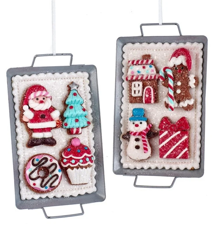 5" Claydough Holiday Cookies on Metal Pan Ornament