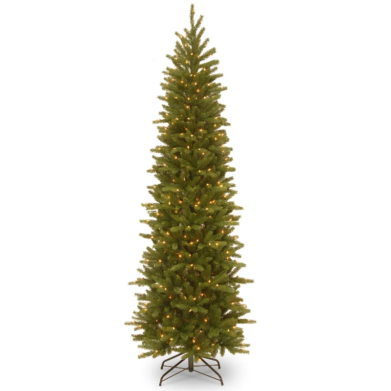 6.5 ft. Pre-Lit Grande Fir Pencil Slim Tree with Clear Lights