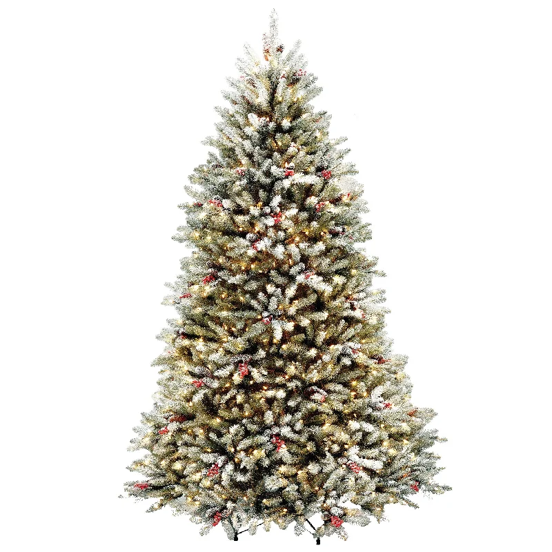 7.5 ft. Pre-Lit Dunhill Fir Flocked Tree with 750 Clear Lights