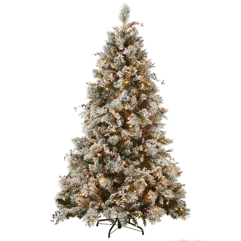 7.5 ft. Pre-Lit Snowy Bedford Pine Tree with Clear Lights