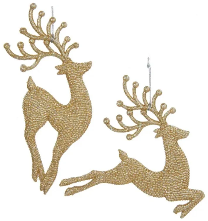 7" Champagne Gold Acrylic Diamond Reindeer Ornaments