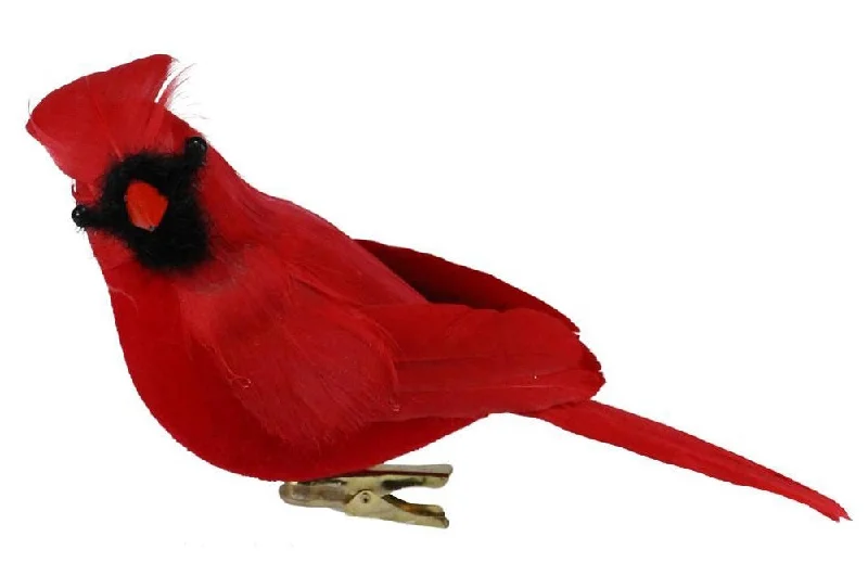 7" Feather Cardinal Clip-On Ornament