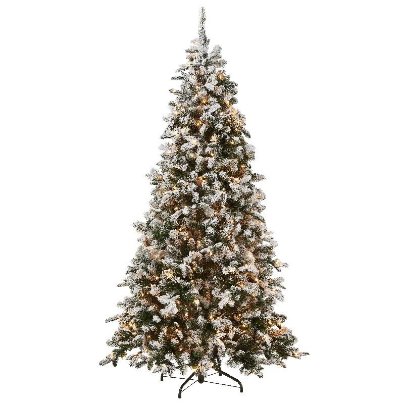 9 ft. Pre-Lit Snowy Everest Fir Medium Tree with Clear Lights