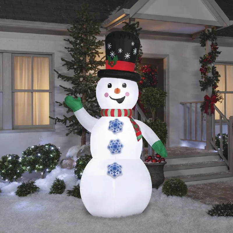 8.5' Airblown® LED Animated Snowman with Spinning Snowflake Buttons Inflatable