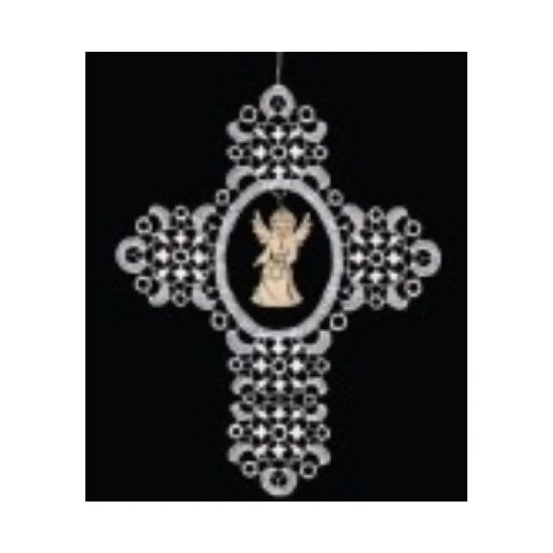 Angel with Star in Lace Cross Ornament by StiVoTex Vogel