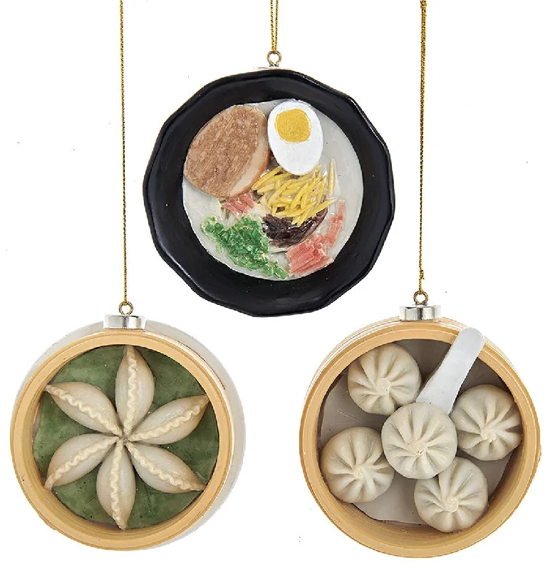 3" Asian Dumplings and Soup Christmas Ornaments