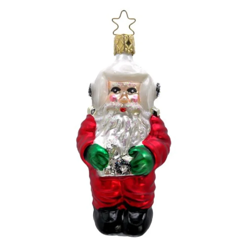 Blast Off Santa Ornament, white by Inge Glas of Germany