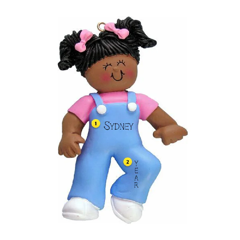 Personalized Baby's 1st Steps Ornament - Female African American