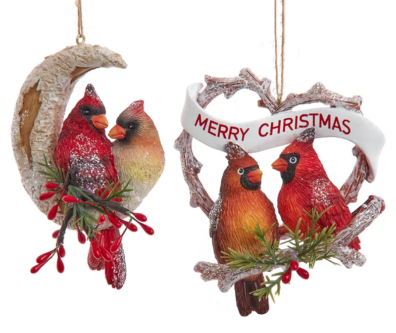 4.13" Birch Berries Cardinal Pair Ornament