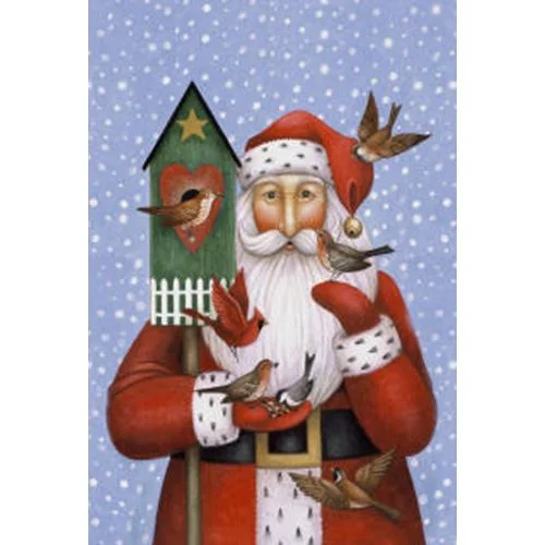 Birdhouse Santa Garden Flag