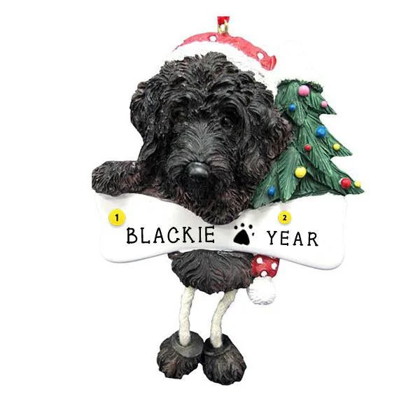 Personalized Labradoodle Dog Ornament Black