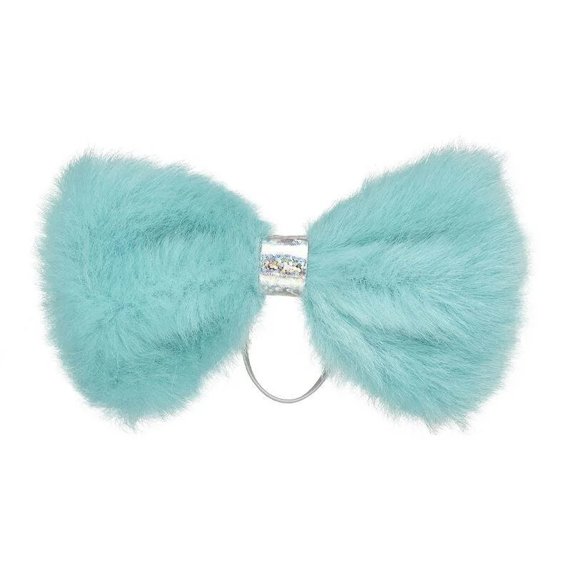 Blue Fur Bow