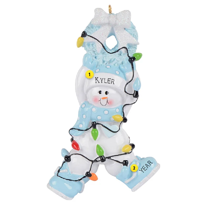 Personalized Blue Snowman Ornament