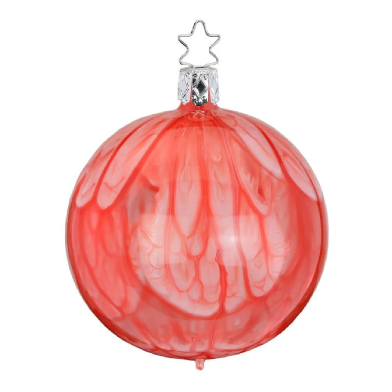 Blurred Lines Ball, coral shiny, 6cm by Inge Glas of Germany