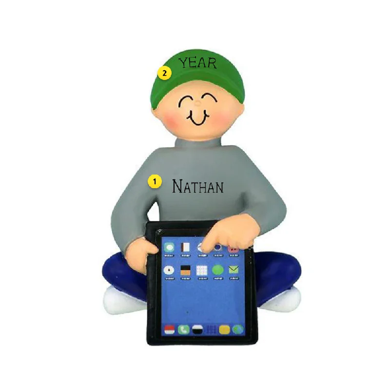 Personalized Boy with Tablet Ornament