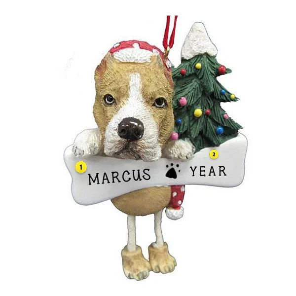 Personalized Pit Bull Dog Ornament Brindle