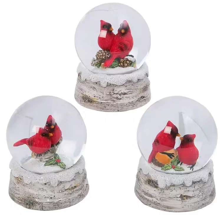 4.3" Cardinal Water Globe Winter Decoration