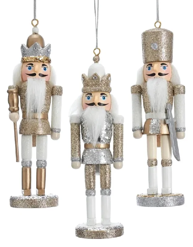 6" Champagne, Silver and White Hollywood Nutcracker Ornaments