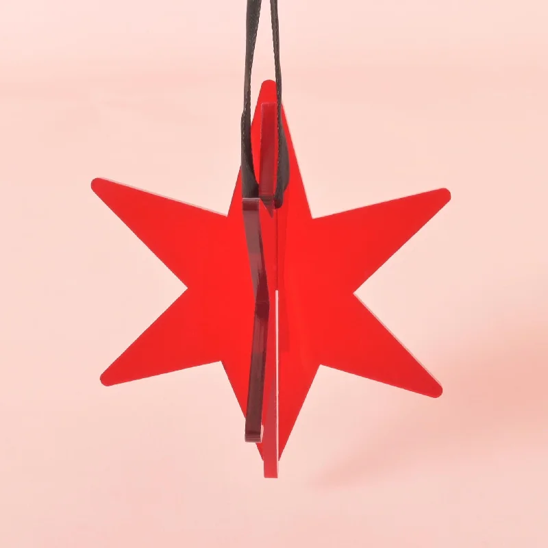 Chicago Star Ornament, Red Acrylic