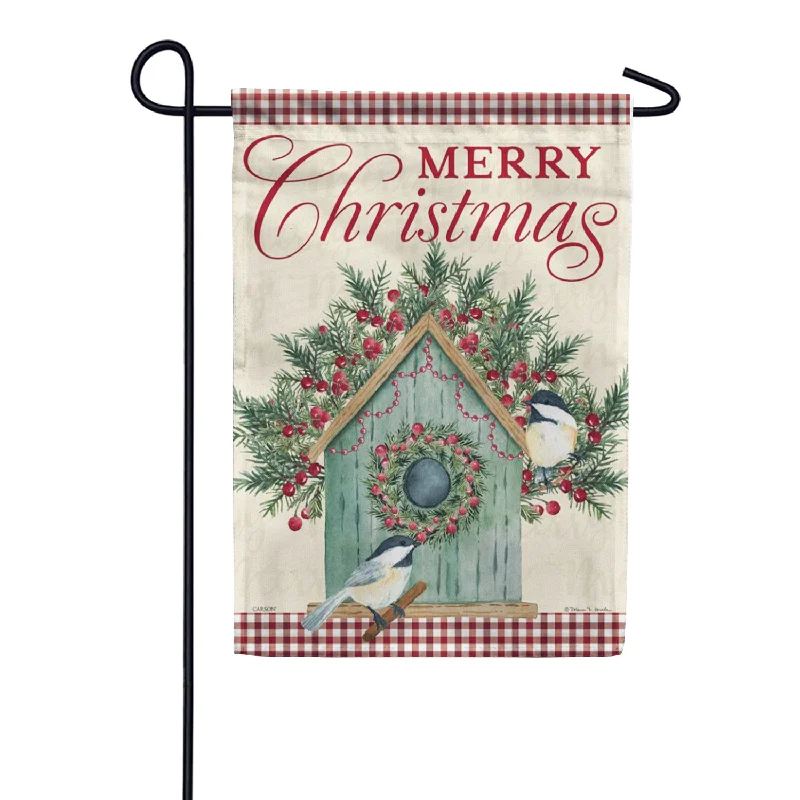 Christmas Chickadee House Garden Flag