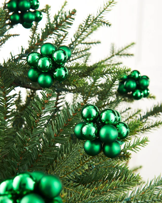 Christmas Green Glass Berry Cluster Baubles, 10 Pack