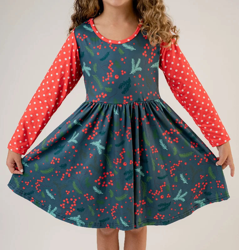 CHRISTMAS HOLLY TWIRL DRESS