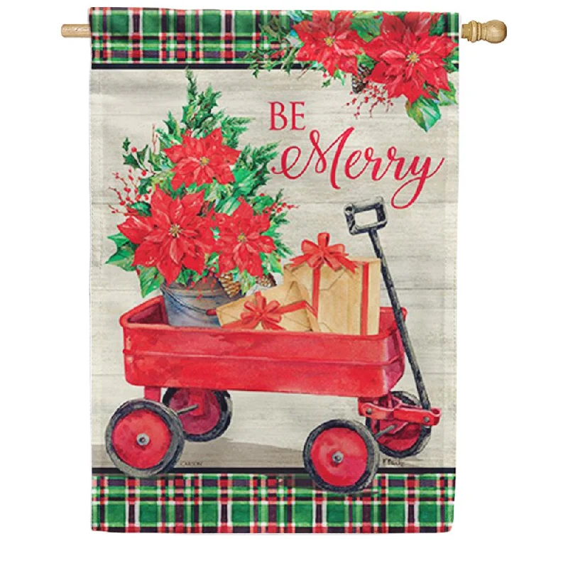 Christmas Wagon Double Sided House Flag