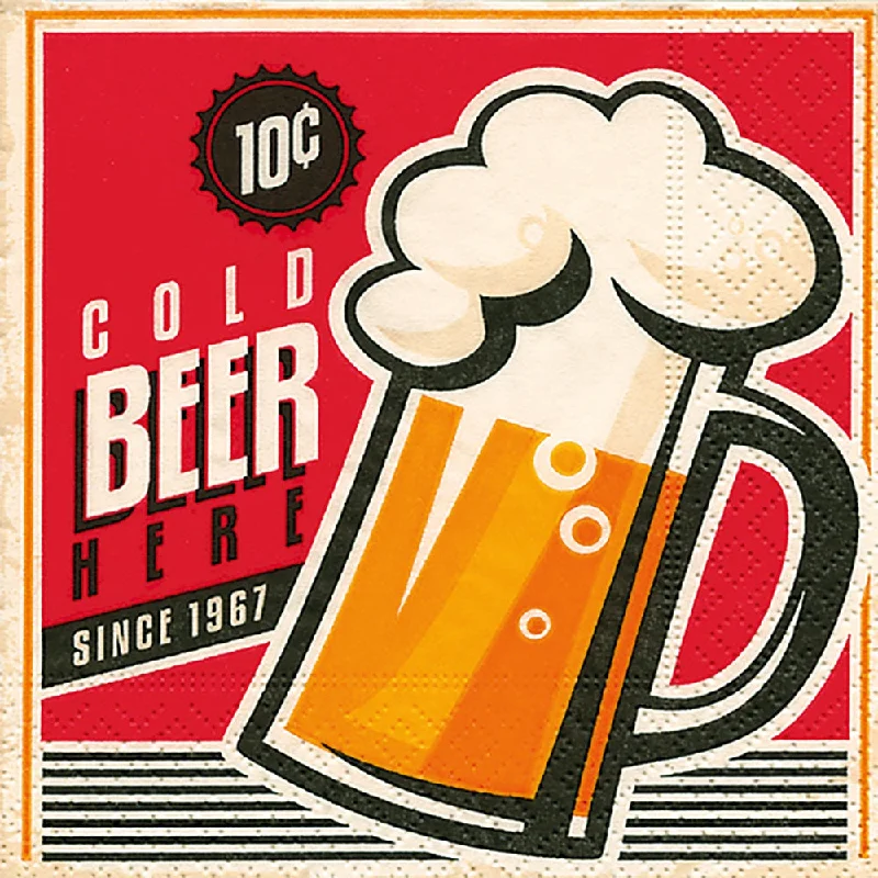 Cold Beer Cocktail Size Paper Napkins