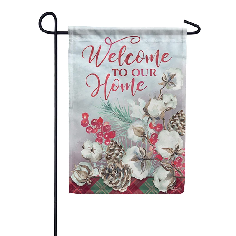 Cotton Boll Christmas Garden Flag