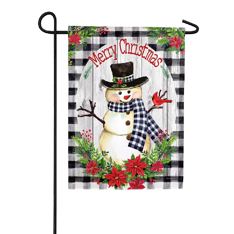 Country Plaid Snowman Strie Garden Flag