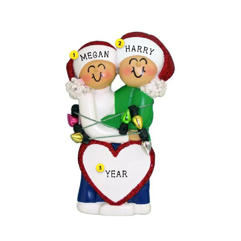 Personalized Couple Wrapped in Lights Ornament