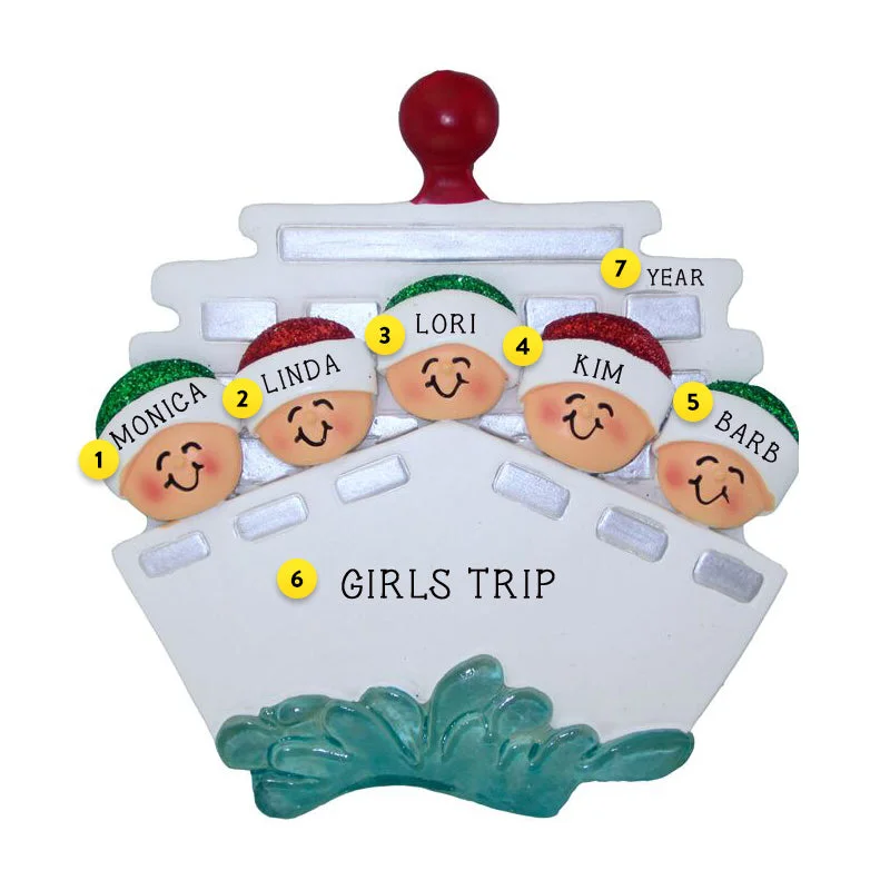 Personalized Cruise Ship Family of 5 Ornament