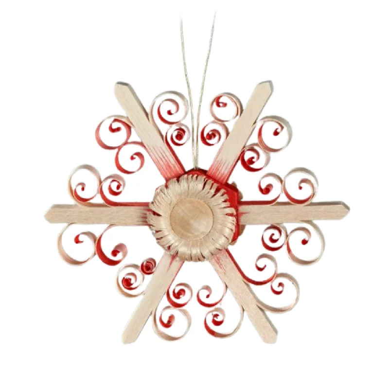 Hanging Star with Flower, red by Martina Rudolph