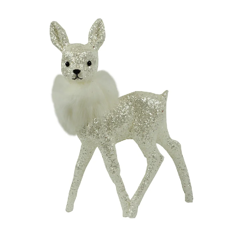 Deer, ivory glittered with white boa, Plastic Figure by Ino Schaller